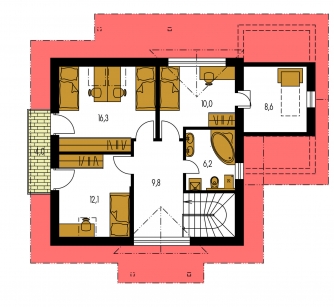 Image miroir | Plan de sol du premier étage - KLASSIK 142